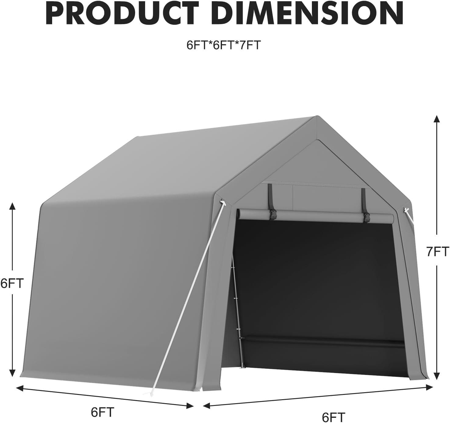 babevy Motorcycle Storage Shed, Heavy Duty Portable Tent With Rolled Zipper Door in , 84" H x 72" W x 72" D