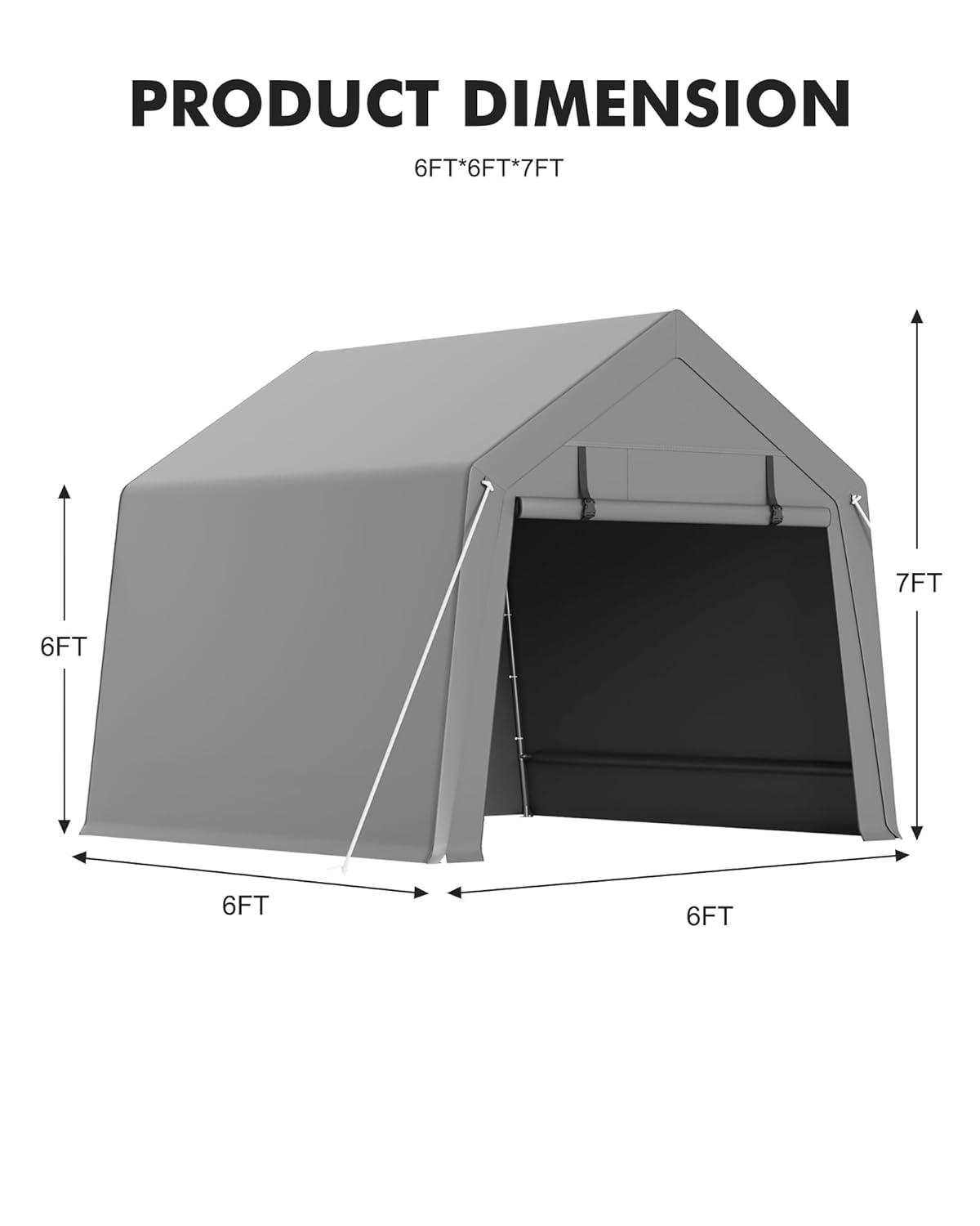 babevy Motorcycle Storage Shed, Heavy Duty Portable Tent With Rolled Zipper Door in , 84" H x 72" W x 72" D