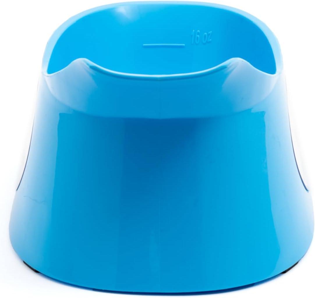 Small Blue Ergonomic Plastic Dog Bowl with Stand