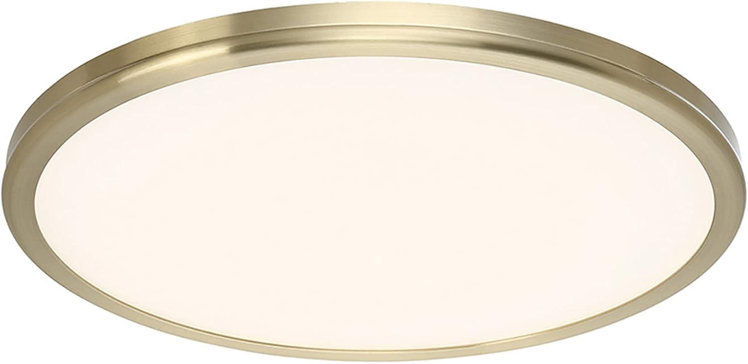 Sleek Brass Finish 22" LED Flush Mount with Frosted Acrylic Diffuser