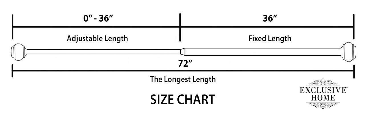 Exclusive Home 36"-72" Topper Double Curtain Rod - Matte Black: Adjustable Iron Set, 25 lb Capacity, Flat Cap Finial