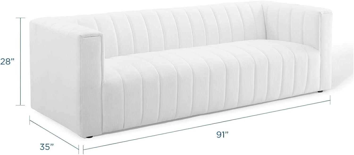 Modway Reflection Channel Tufted Upholstered Fabric Sofa in White