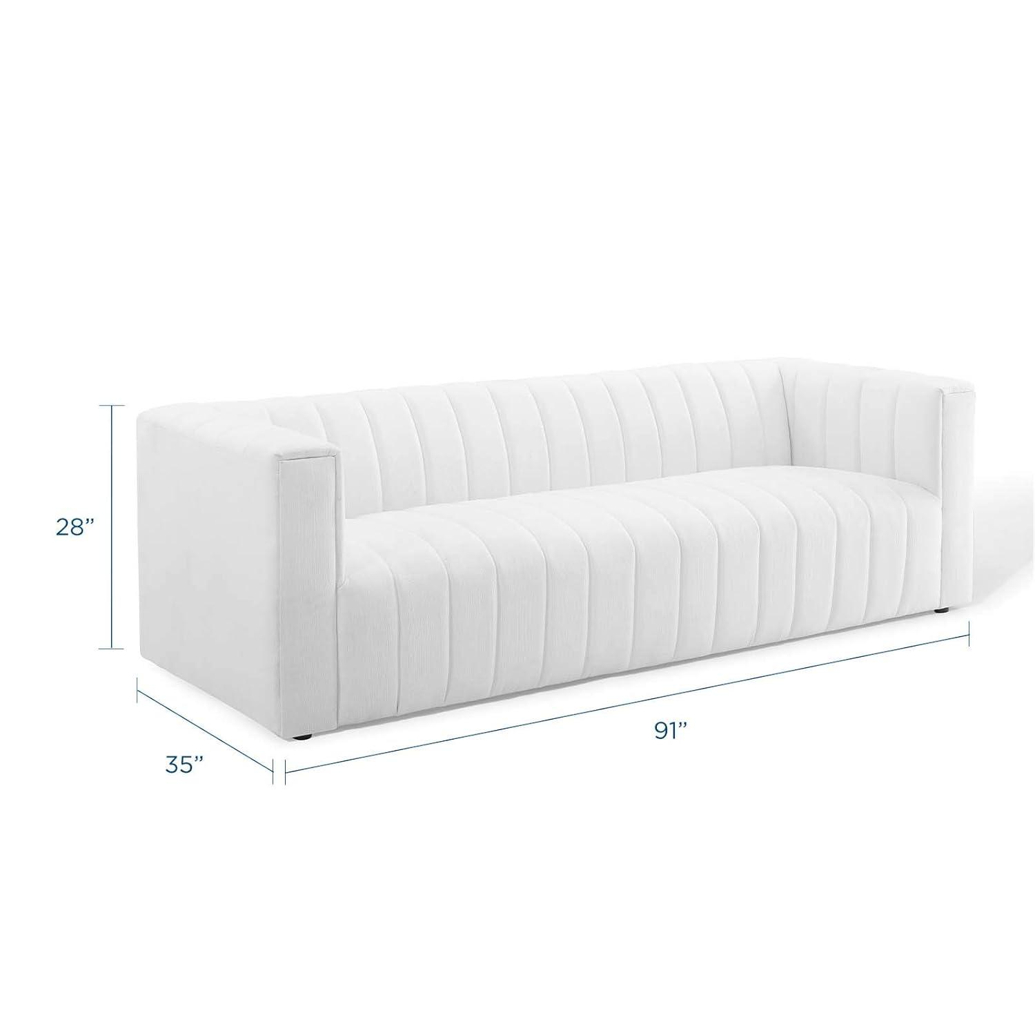 Modway Reflection Channel Tufted Upholstered Fabric Sofa in White
