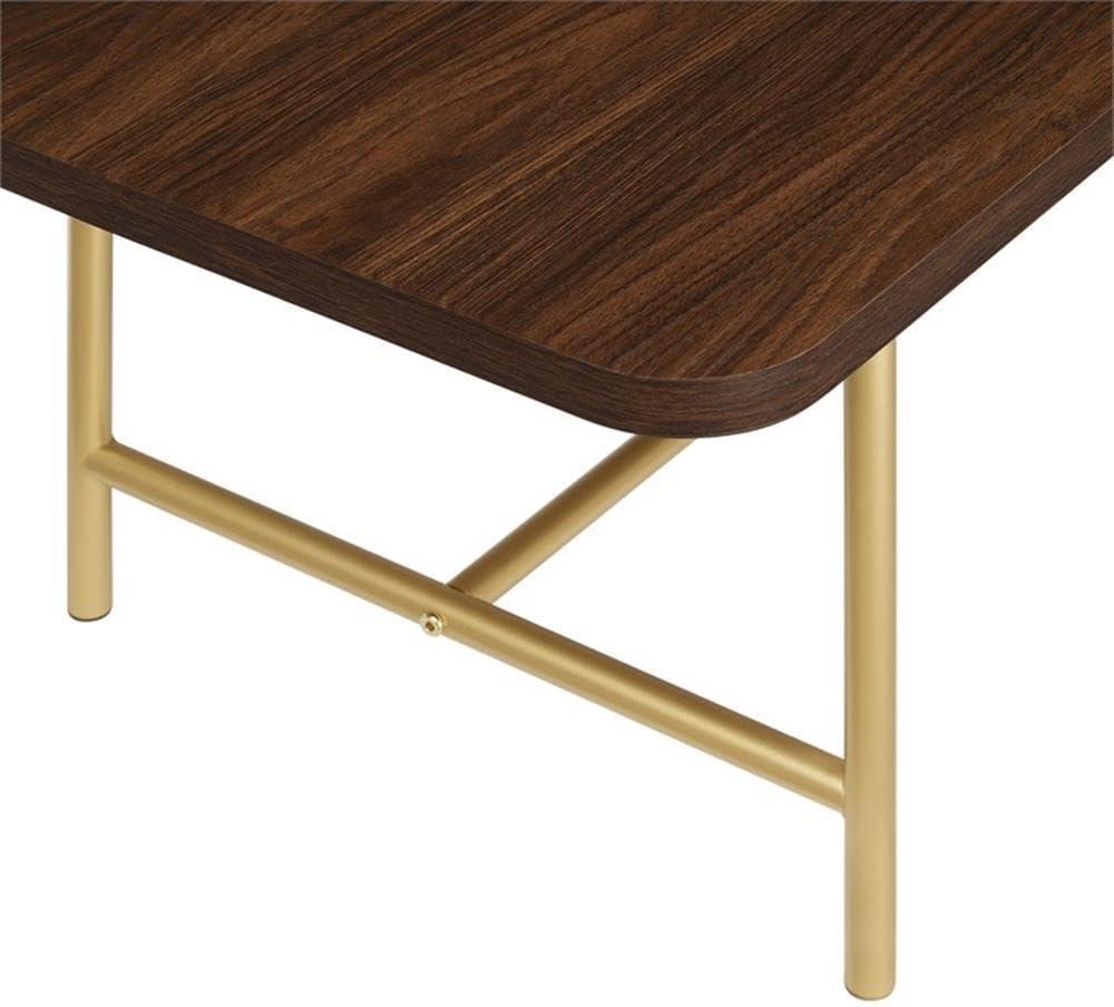 2-Piece Modern Wood Nesting Coffee Table - Dark Walnut / Gold