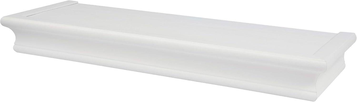 HIGH & MIGHTY Decorative 18" Floating Shelf Holds up to 15lbs, Easy Tool-Free Dry Wall Installation, Beveled, eCommerce Packaging, White