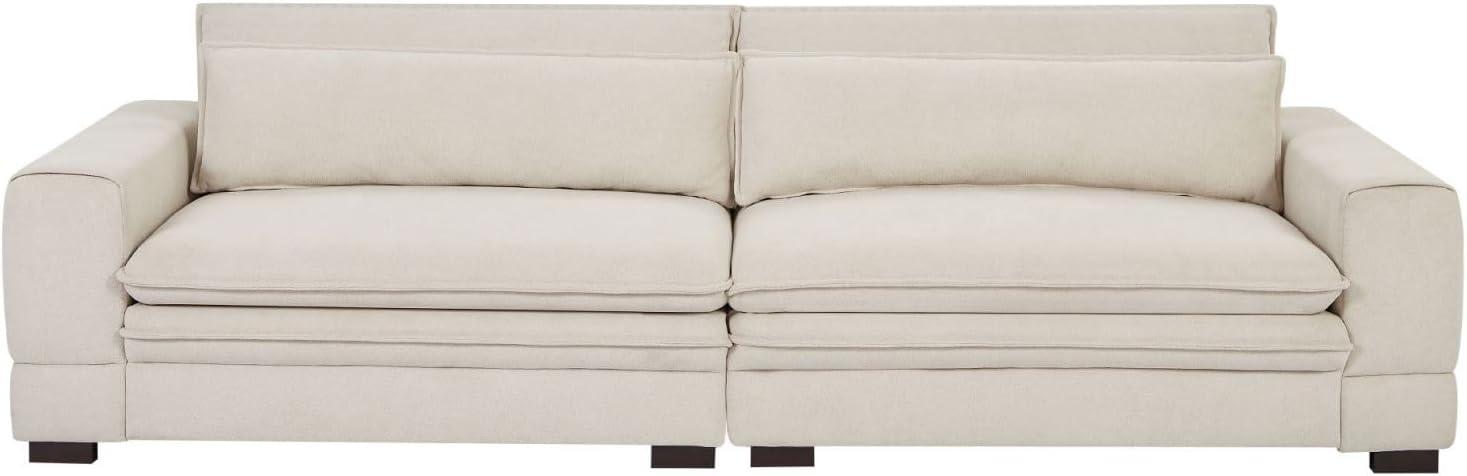 KEVINSPACE 104.72" Sofa Couch, Mid Century Modern Sofa, 3 Seater Sofa for Living Room Deep Seat Sofas Furniture Comfy Couches with 2 Pillows Comfy Cushion for Bedroom, Apartment, Office Beige