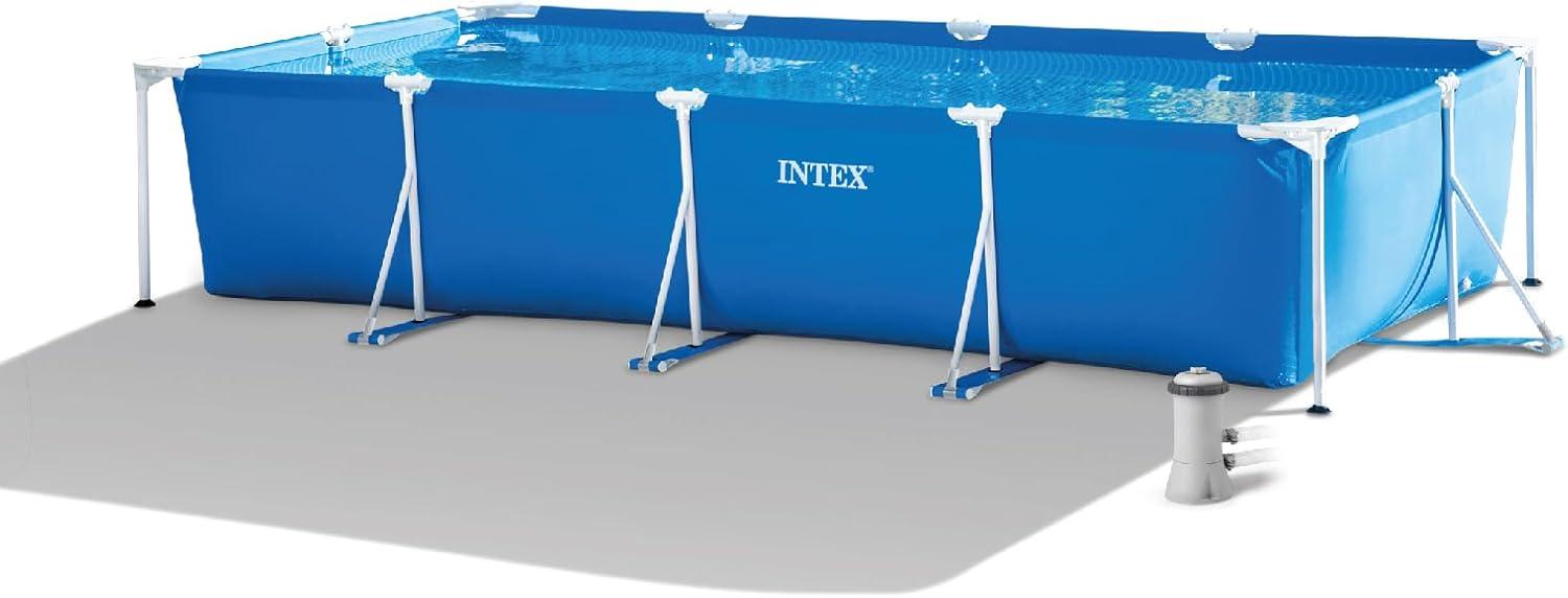 Intex 14ft Blue Rectangular Above Ground Pool with Pump