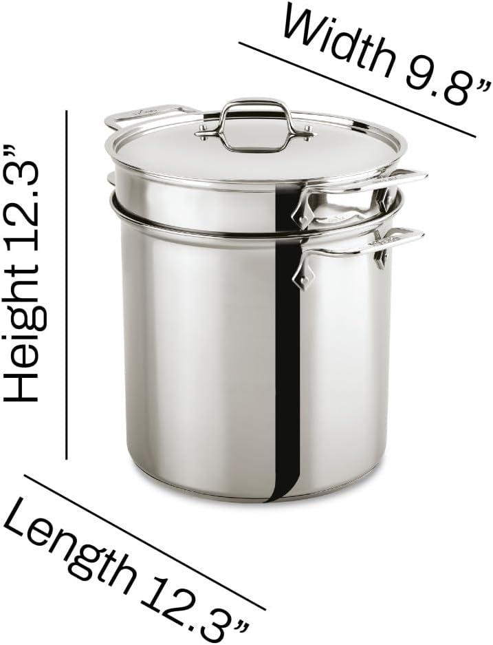 All-Clad Gourmet Accessories, Stainless Steel Multi-Pot with lid, Perforated Insert and Steaming Insert, 8 quart