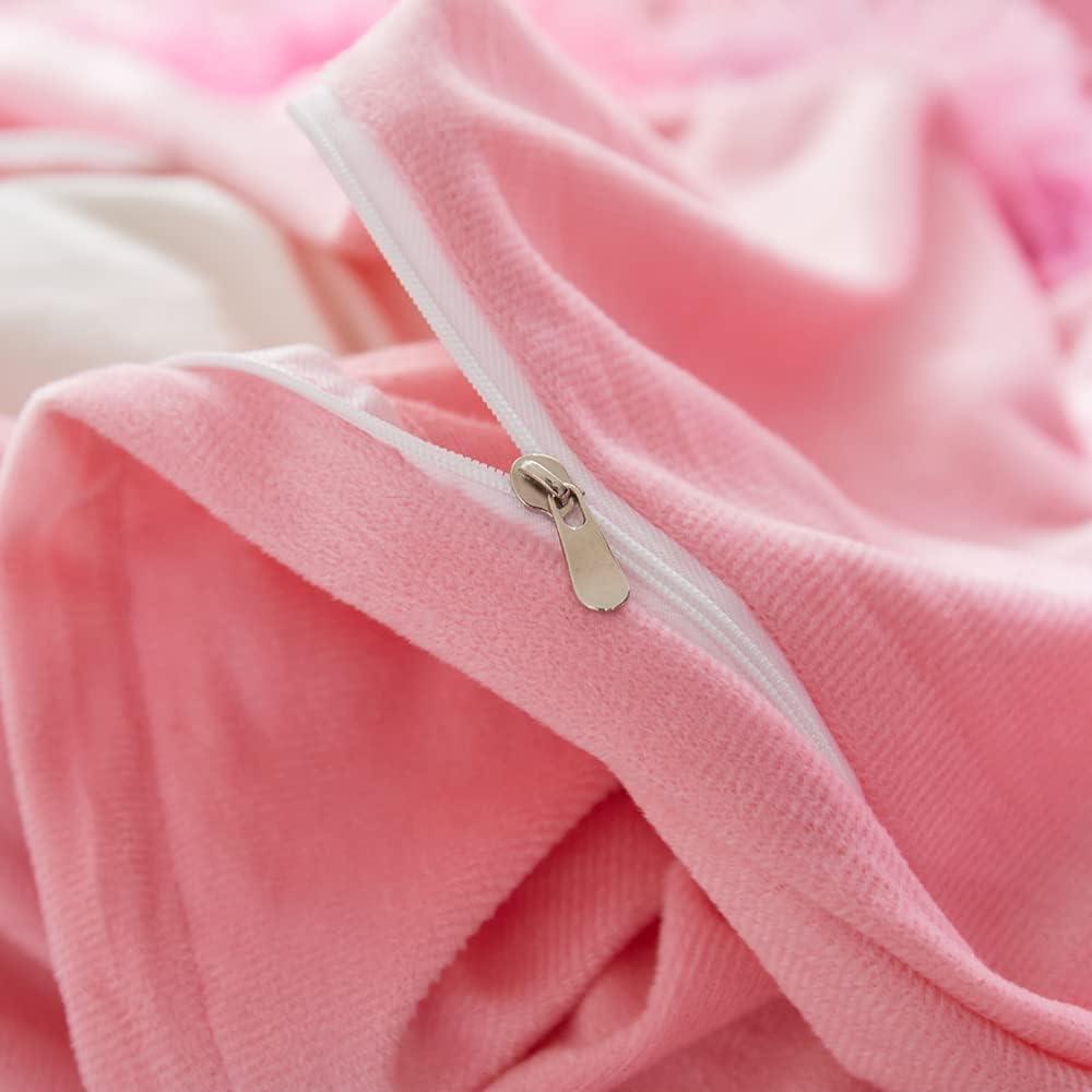 SUCSES Pink Fluffy Full Size Bedding Sets for Girls Faux Fur Plush Shaggy Kids Duvet Cover Set Colorful Rainbow Furry Comforter Cover Set Tie Dye Teen Girl Bed Set (Pink, Full)