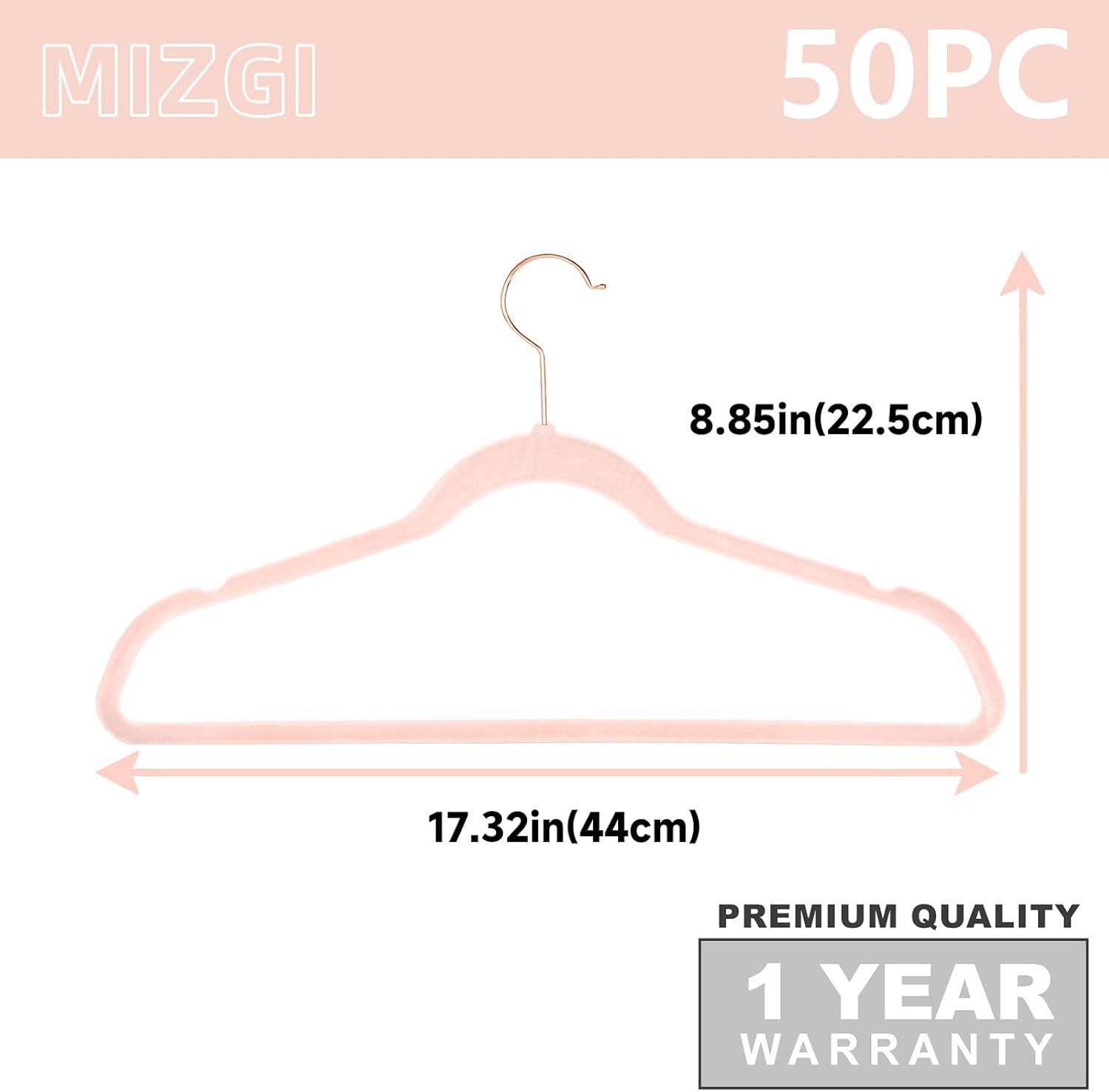 Hangers (50 Pack) Heavy Duty - Non Slip Felt Hangers - Blush Pink - Rose Gold 360 Degree Swivel Hooks,Space Saving Clothes Hangers,Durable Strong Hangers for Suits,Coats,Dress