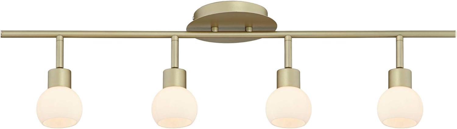 Pro Track Globe 4-Head LED Ceiling Track Light Fixture Kit Plug In Corded Adjustable Gold Brass Finish Modern Kitchen Bathroom Dining 31 3/4" Wide