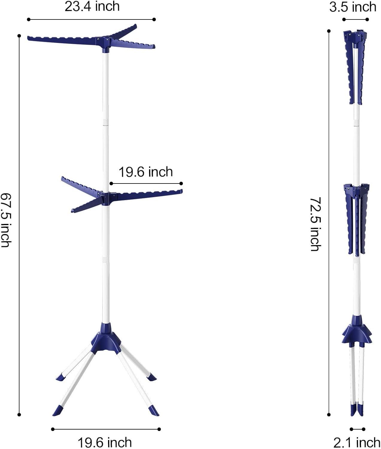 APEXCHASER 2-Tier Clothes Drying Rack, 66 - Inch Collapsible Drying Rack Clothing, 6 Staggered Arms for Clothes Rack, for 48 Pieces of Clothes (2-Tier, Black)