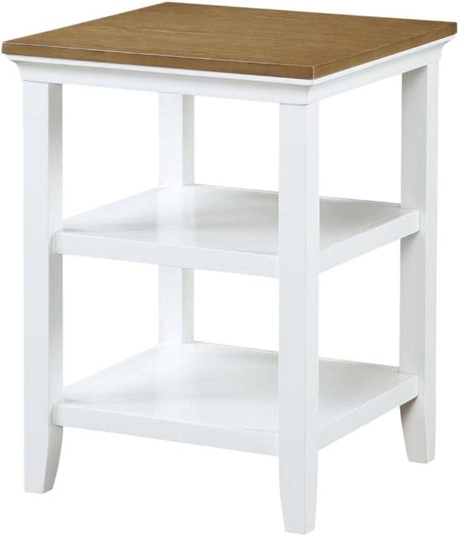 Convenience Concepts Tribeca End Table in White and Driftwood Brown Wood Finish