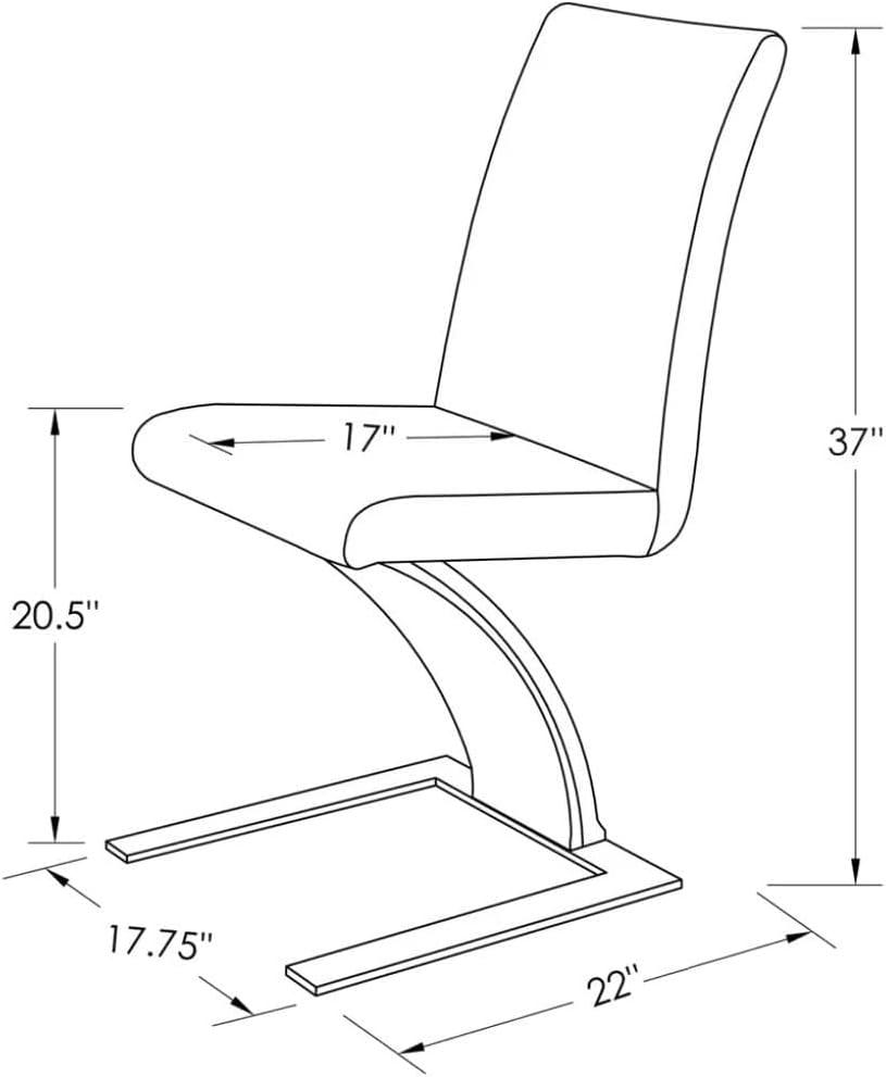 Furniture Modern Dining Chair in White Leatherette and Stainless Steel