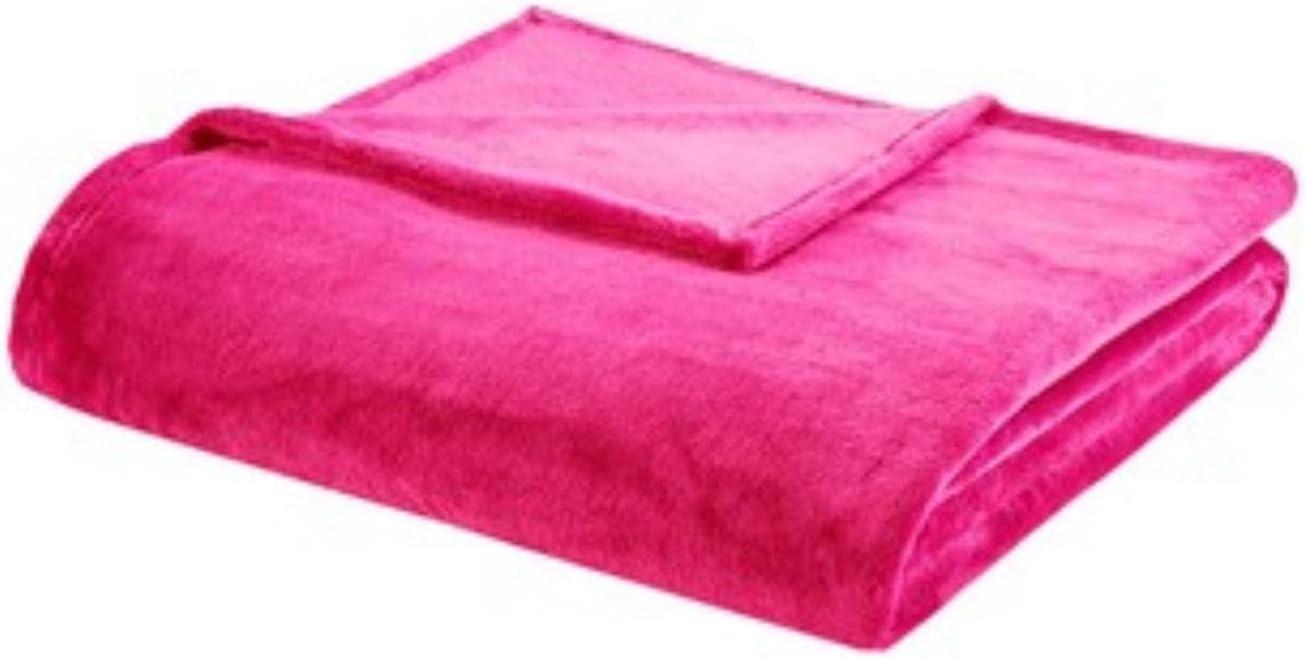 Full Pink Plush Reversible Machine-Washable Blanket