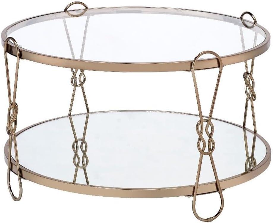 Acme Zekera Metal Frame Coffee Table in Champagne & Glass