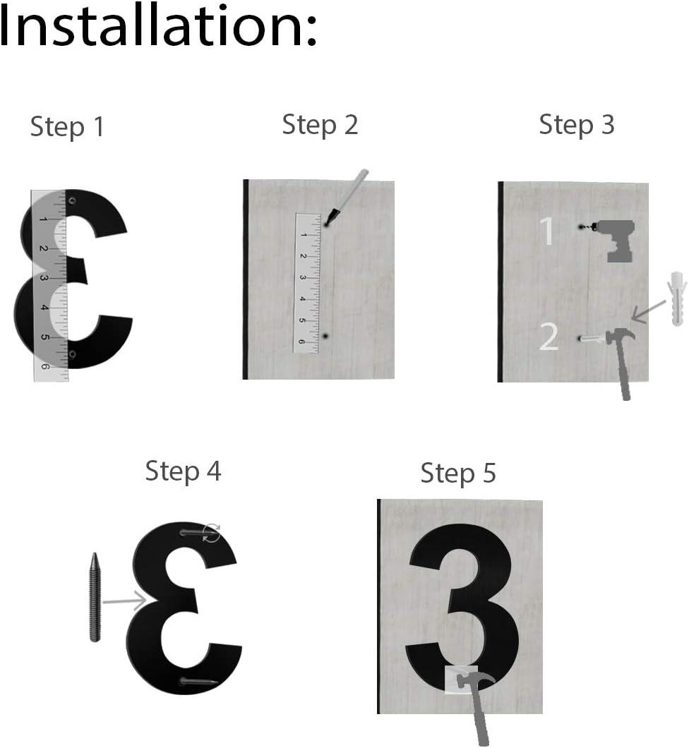 Barton Barton 6-Inch Floating Mount Steel House Number for Address Sign (Black)