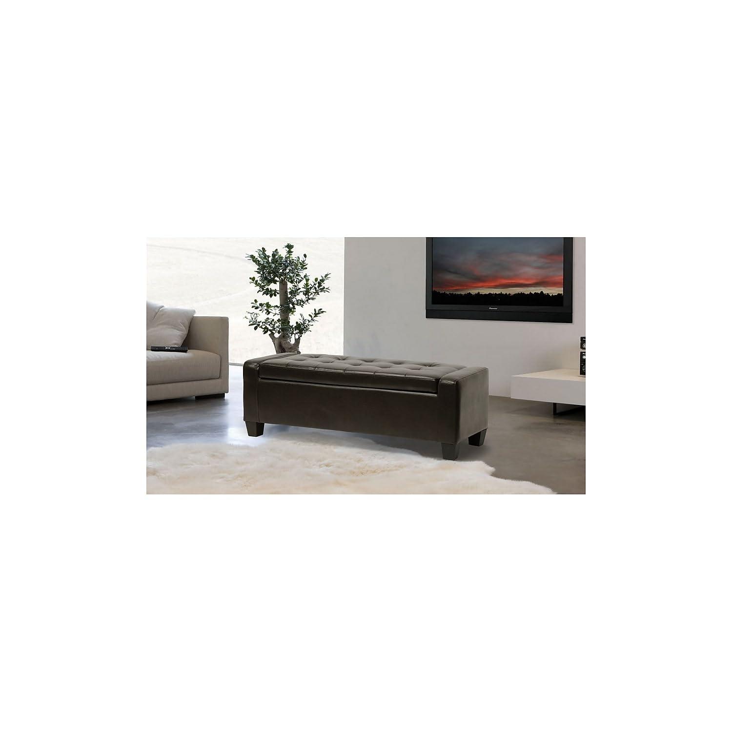 Manchester Ottoman Dark Brown - Baxton Studio: Modern Upholstered Bench, Wood Composite Frame, Spot Clean