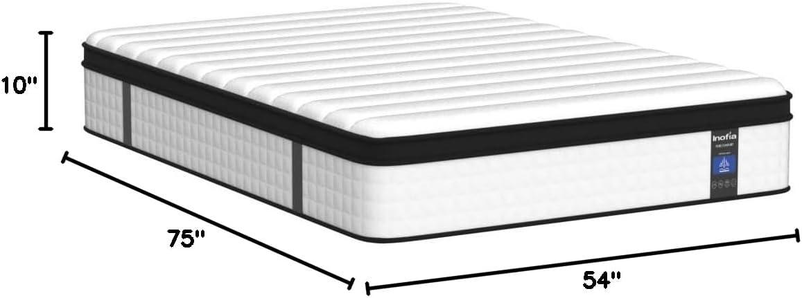 Inofia 10 inch Hybrid Full Size Mattress in a Box with Responsive Memory Foam, Multiple Sizes