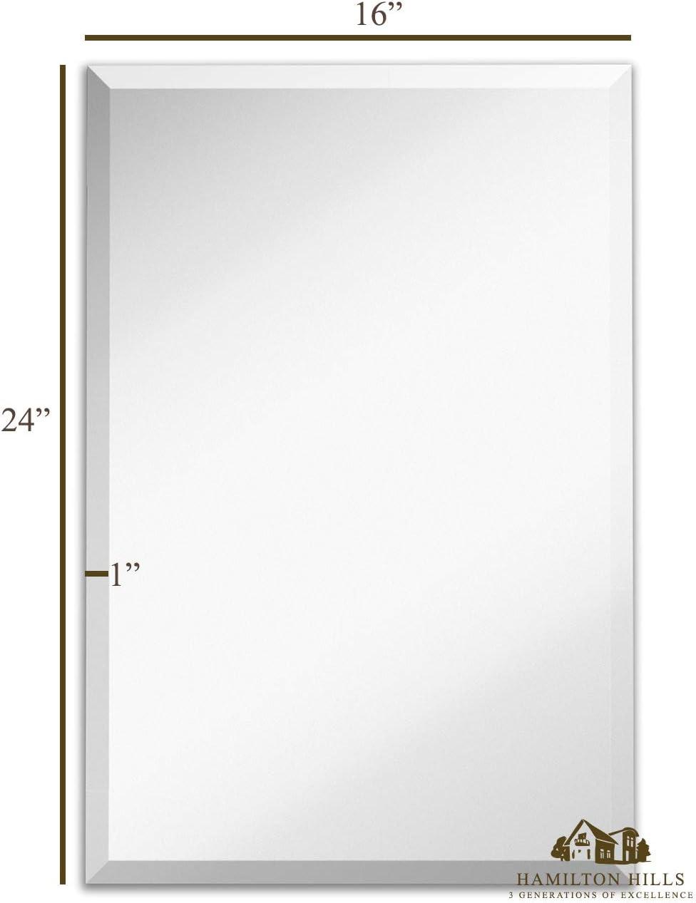 Hamilton Hills Large Simple Rectangular 1 Inch Beveled Wall Mirror Premium
