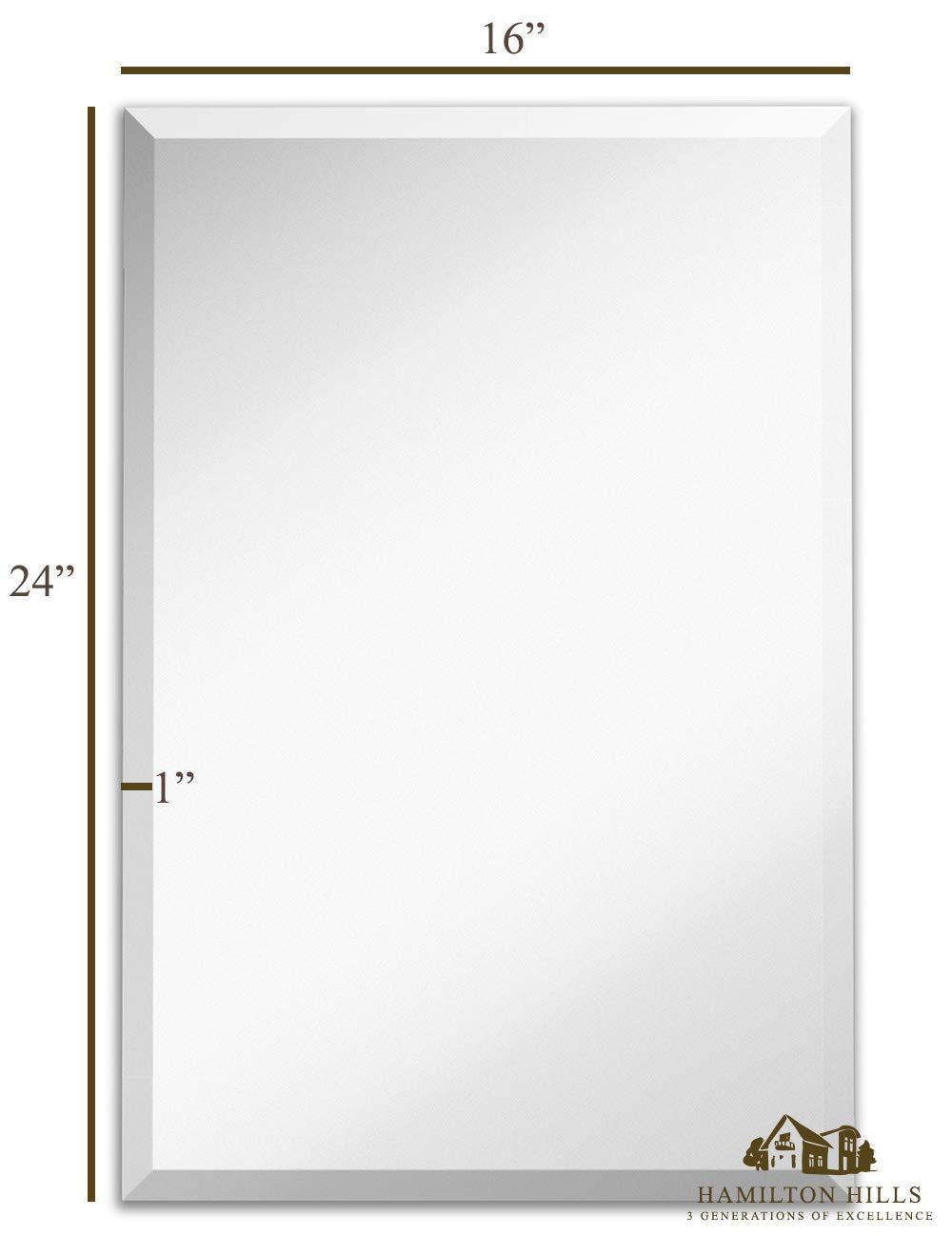 Hamilton Hills Large Simple Rectangular 1 Inch Beveled Wall Mirror Premium