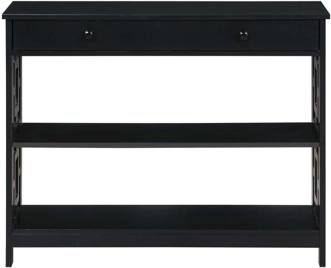 Convenience Concepts Town Square One-Drawer Console Table in Black Wood Finish