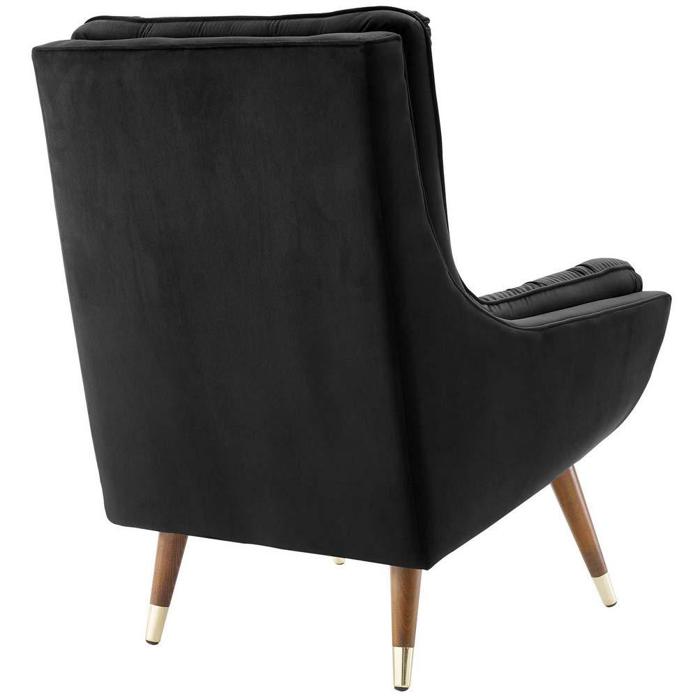 Modway Suggest Button Tufted Performance Velvet Lounge Chair in Black