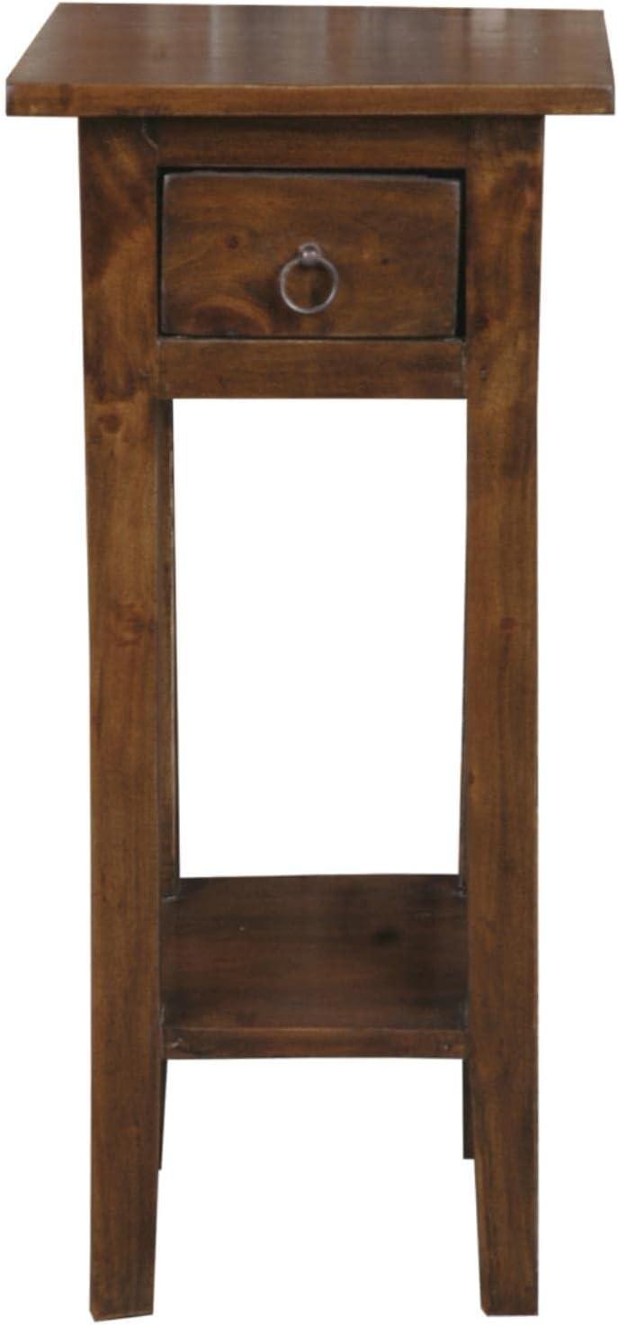 Sunset Trading Cottage Narrow Wood Side Table in Old Java Brown/Antique Iron