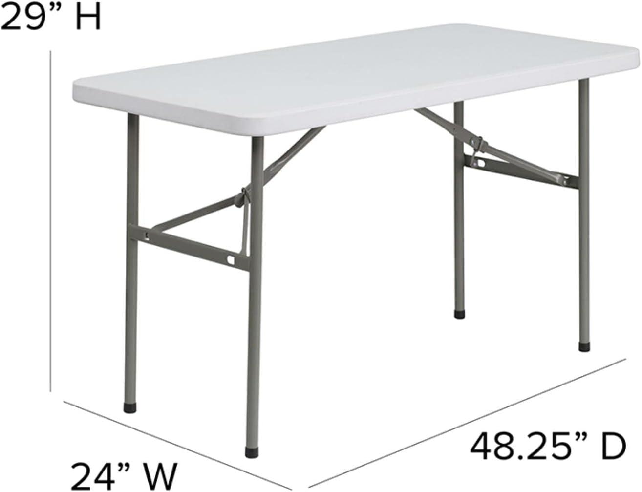 Granite White 4-Foot Rectangular Plastic Folding Table