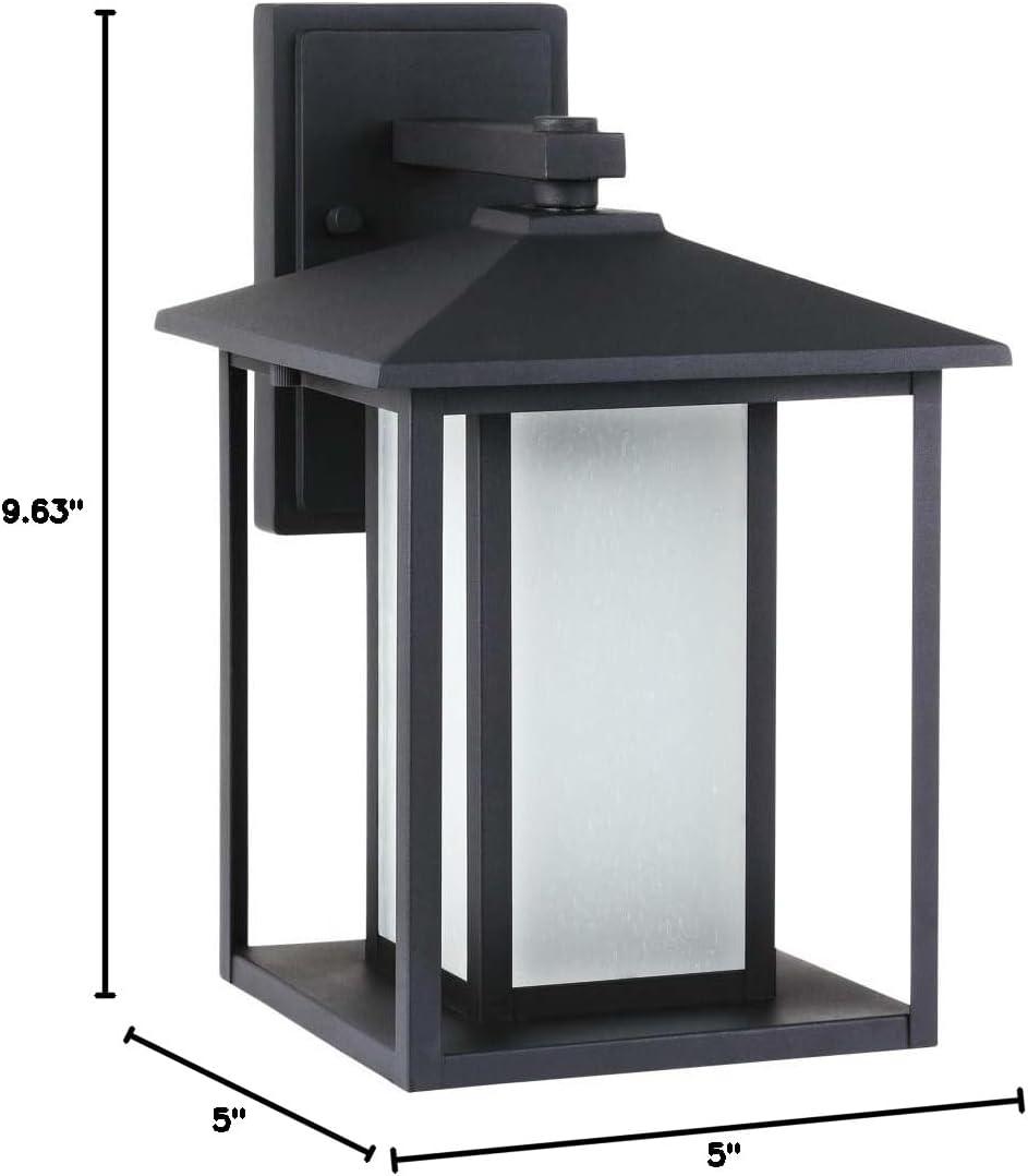 Black 14" Energy Star Outdoor Wall Lantern with Seeded Glass