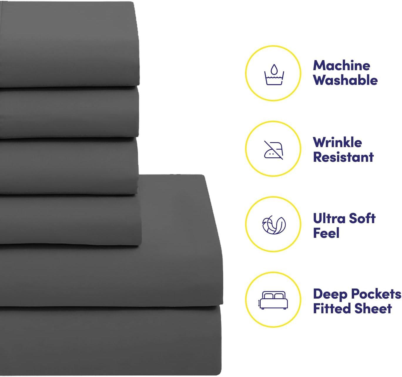 Sweet Home Collection All Season Bed-in-A-Bag 5pc/7pc Solid Color Comforter & Sheet Set Ultra Soft Bedding by Sweet Home Collection