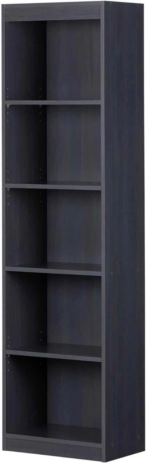 Blueberry Sleek 5-Shelf Adjustable Narrow Bookcase