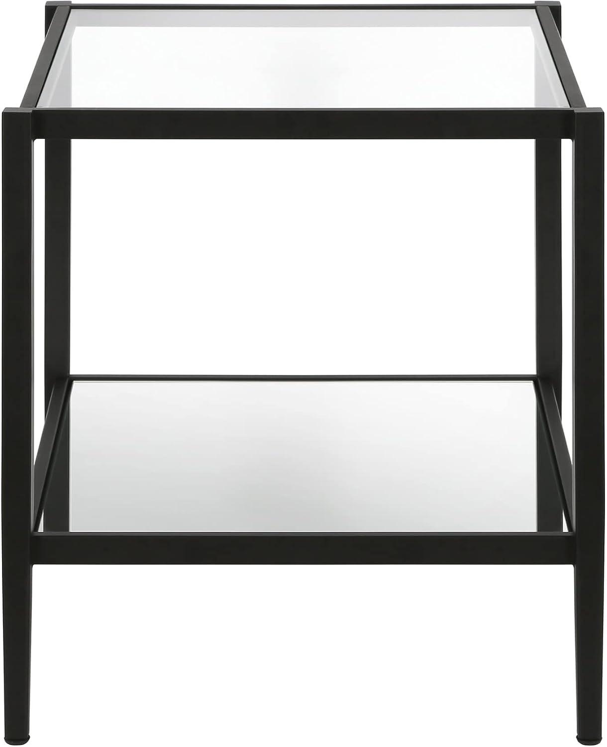 Evelyn&Zoe Hera 20" Wide Square Side Table with Mirror Shelf, Blackened Bronze