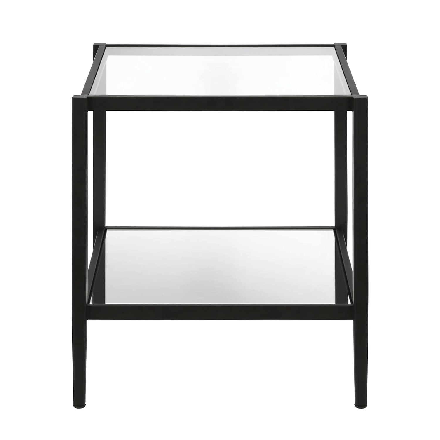 Evelyn&Zoe Hera 20" Wide Square Side Table with Mirror Shelf, Blackened Bronze