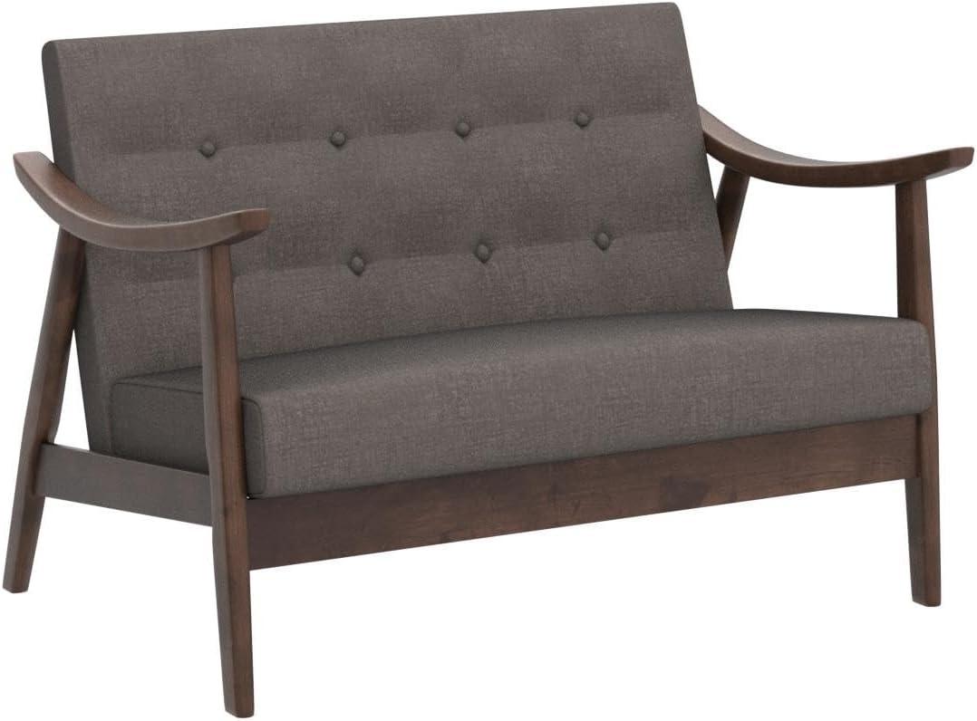 Hetel Mid-Century Modern Settee Dark Gray - Christopher Knight Home: Rubberwood Frame, Polyester Upholstery, Button Tufted