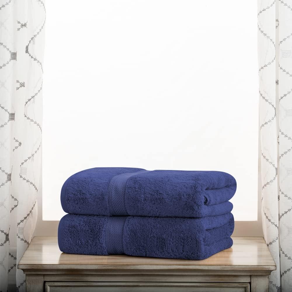 Superior Hymnia Egyptian Cotton Bath Towel Set, Navy Blue