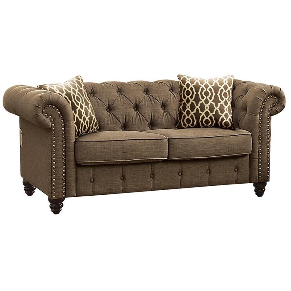 Acme Furniture Aurelia Loveseat w/2 Pillows, Gray Linen