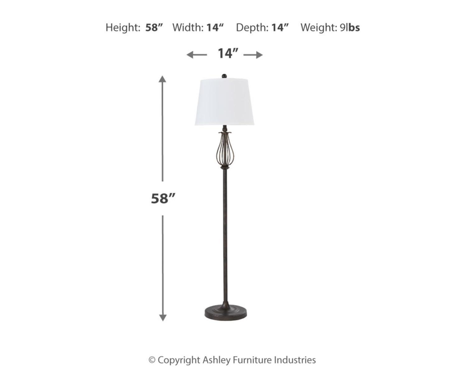 Signature Design by Ashley Brycestone Floor Lamp with 2 Table Lamps Brown/Beige: Metallic Base, 3-Way Switch, UL Listed