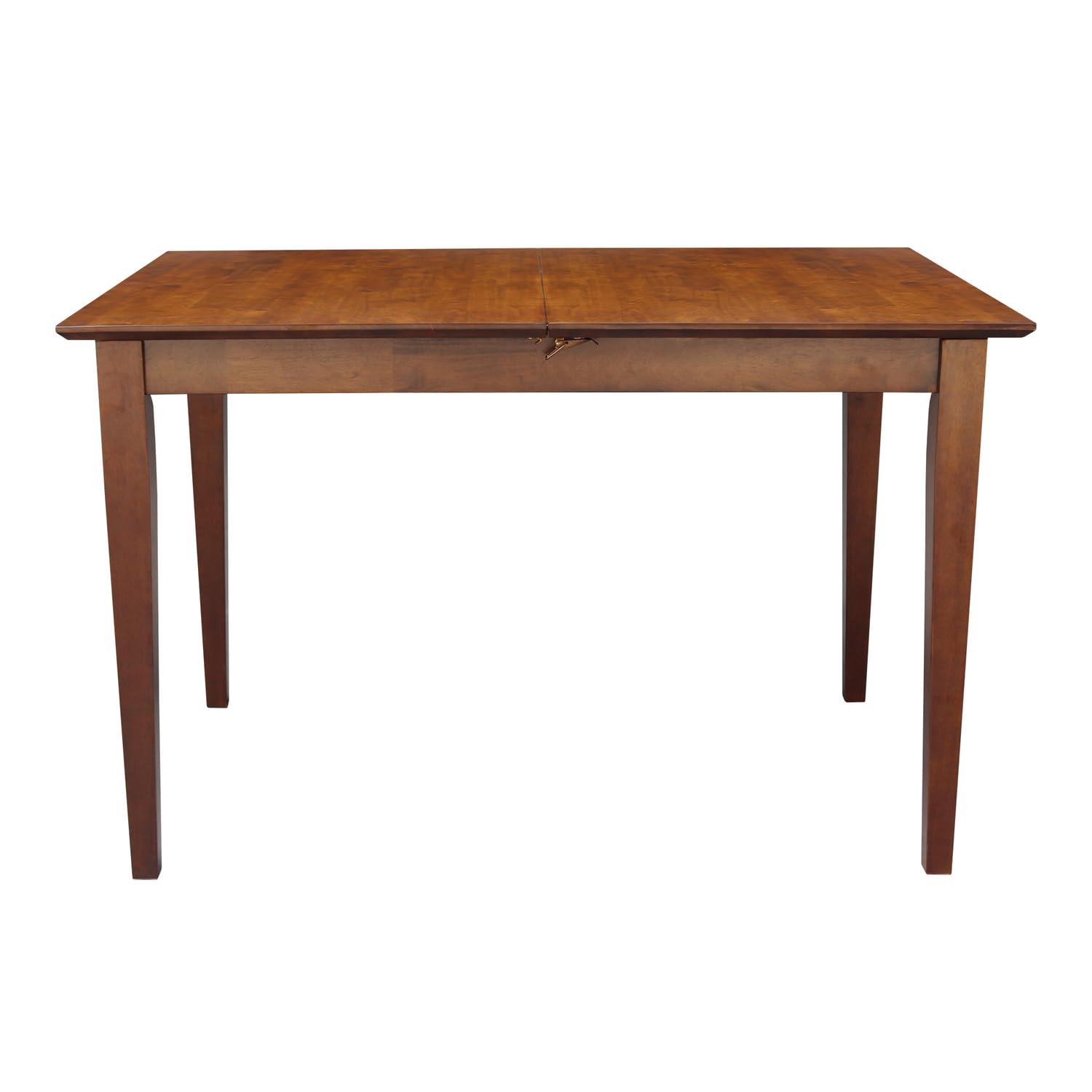 32"x48" Shaker Extendable Dining Table Brown - International Concepts: Seats 6, Solid Wood