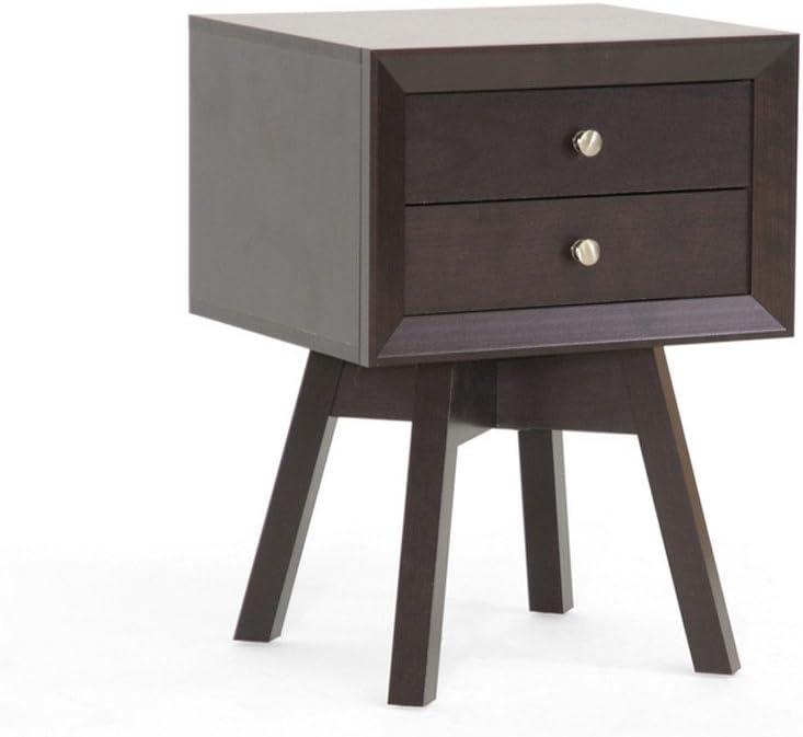 Warwick Brown 2-Drawer Modern Nightstand with Silver Knobs