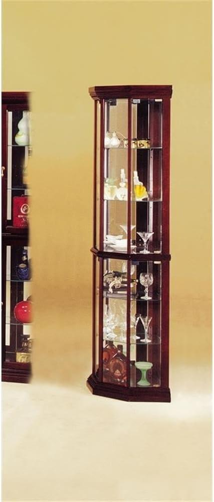 ACME Huxley Corner Curio Cabinet in Cherry