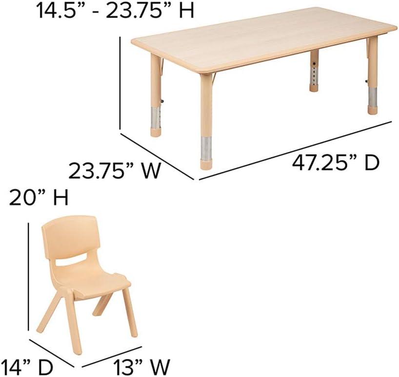 Goddard 23.625"W x 47.25"L Rectangular Plastic Height Adjustable Activity Table Set with 4 Chairs