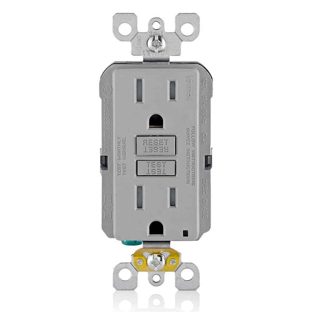 Leviton Gfci Outlet 15A 125V Polycarbonate Nema 5-15R Duplex Gray