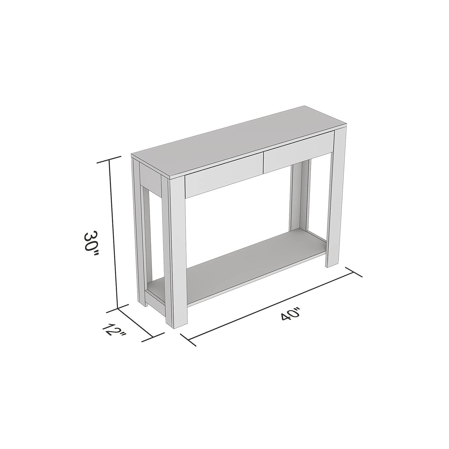 Safdie & Co. 40"L 2-Drawers 1-Shelf Console Table in Dark Taupe
