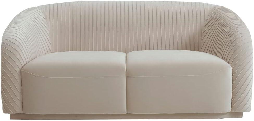 TOV Furniture Yara Pleated Beige Velvet Loveseat