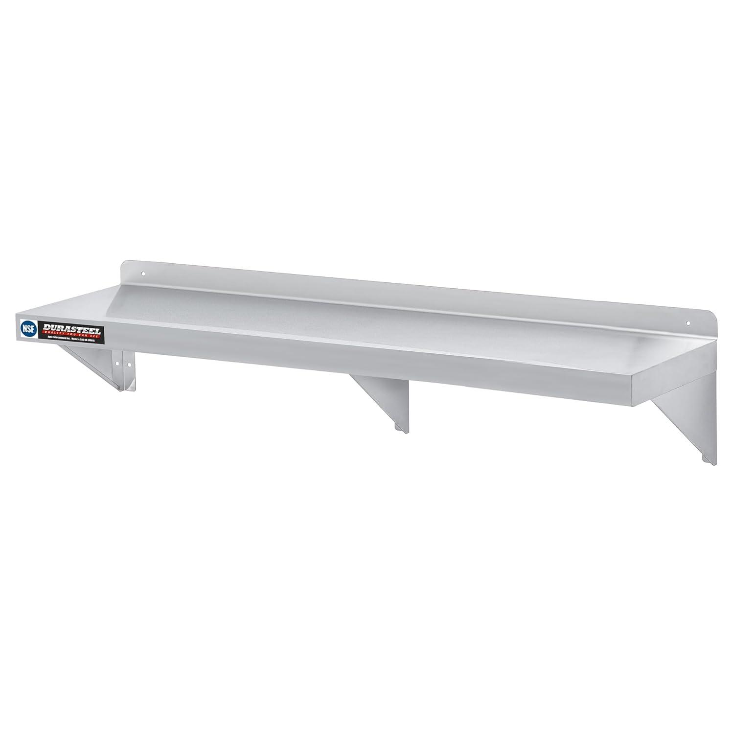 DuraSteel Stainless Steel Wall Shelf - 72" Wide x 14" Deep Commercial Grade - NSF Certified
