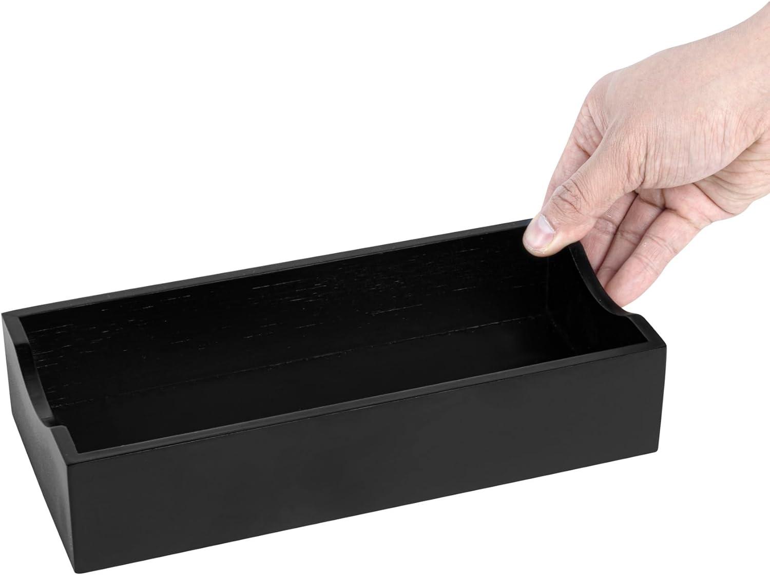 JepoIA 5.5 x 4 Inch Cocktail Napkin Holder 1 Square Flat Napkin Holder - For Bars Kitchen Tables or Countertops Sturdy Black Bamboo Tissue Napkin Holder Dining Room Decor
