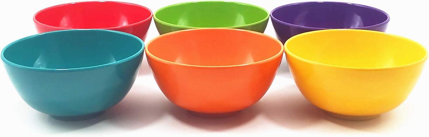 Set of 6 Multicolor Melamine 28oz Salad and Soup Bowls