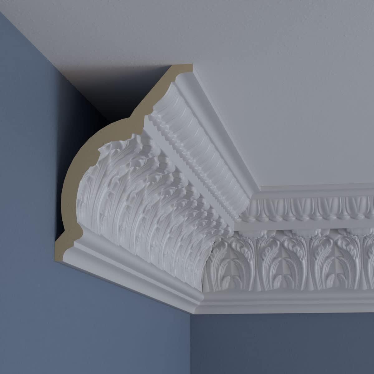 Ekena Millwork 7 3/4"H x 5 1/2"P x 9 1/2"F x 94 1/2"L Odessa Leaf Dentil Crown Moulding