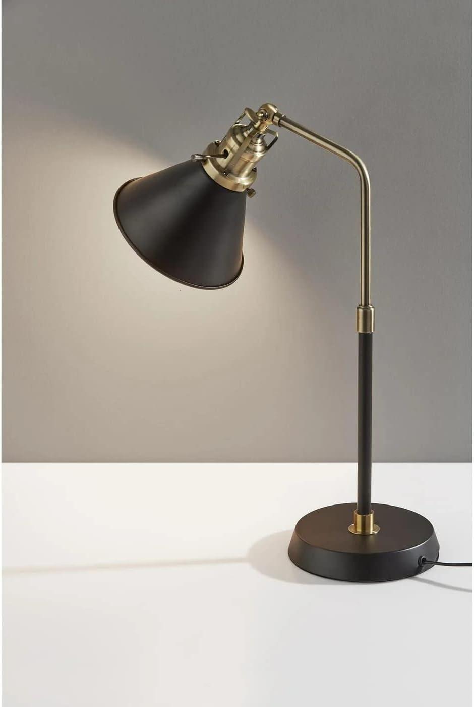 Simplee Adesso Arthur Desk Lamp Black & Antique Brass Metal